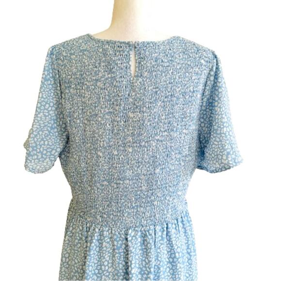 Zattcas Blue White Floral Short Sleeve Smocked Tiered Maxi Dress Size XXL NEW - Picture 7 of 11
